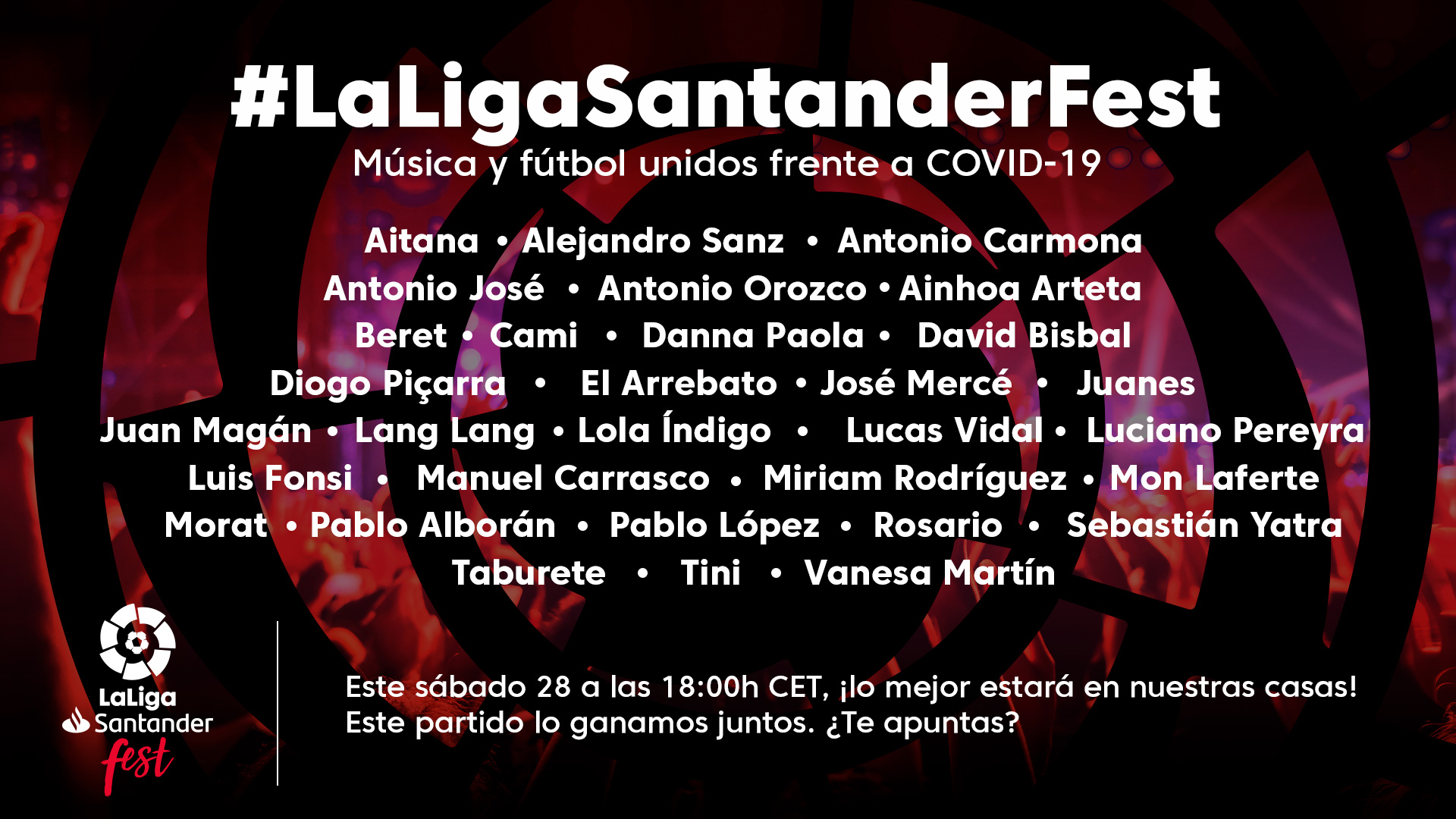 Medio centenar de artistas y futbolistas se unen para vencer al COVID-19 en ‘LaLiga Santander Fest’